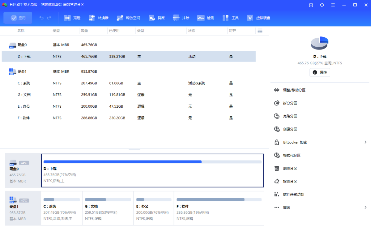 分区助手技术员 v10.11.1 (磁盘分区管理工具)中文便携版 第1张